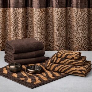 Kardashian Kollection Home Shower Curtain Set Animal Print